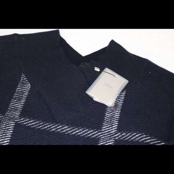 Armani Navy with Gray Striped Sweater - Picture 4 of 6